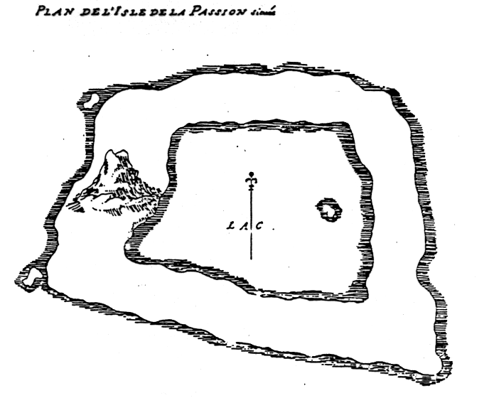 Carte de la découverte en 1711 dressée par les commandants français Martin de Chassairon et Michel du Bocage